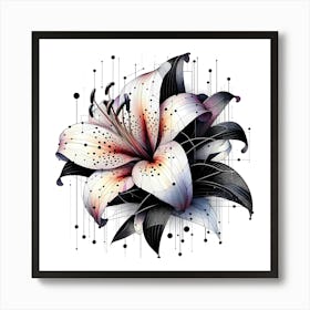 Lilly Blossom - Abstract Line Art Illustration 76 Art Print