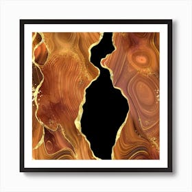 Orange Gold Glitter Agate Texture 04 1 Art Print