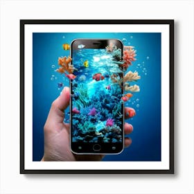 Firefly Vibrant Aquatic Smartphone Morphing Into Marine Life 5105 (2) Art Print