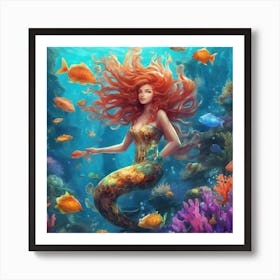 Mermaid In The Sea Art Print