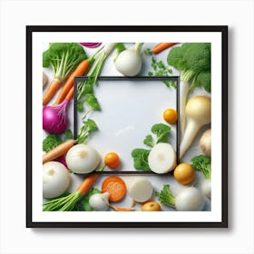 Frame Created From Daikon On Edges And Nothing In Middle Ultra Hd Realistic Vivid Colors Highly (4) Art Print