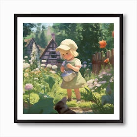 Little Girl In The Garden Art Print