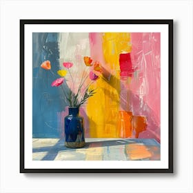 Poppies In A Blue Vase - abstract art, abstract painting  city wall art, colorful wall art, home decor, minimal art, modern wall art, wall art, wall decoration, wall print colourful wall art, decor wall art, digital art, digital art download, interior wall art, downloadable art, eclectic wall, fantasy wall art, home decoration, home decor wall, printable art, printable wall art, wall art prints, artistic expression, contemporary, modern art print, unique artwork, Art Print