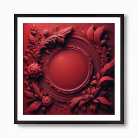 Red Floral Frame Art Print