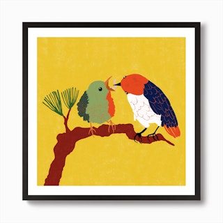 Original Wax Wings Dead Bird Art Print Poster Cardinal Finch Macaw  Minimalist