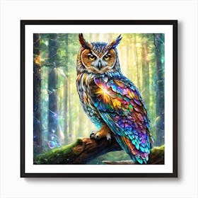 Owl In The Forest 35 Art Print