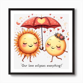 Cute Valentine Our Love Eclipses Everything Art Print