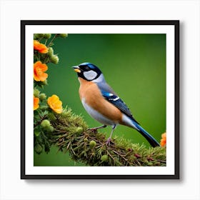 Bird Natural Wild Wildlife Tit Sparrows Sparrow Blue Red Yellow Orange Brown Wing Wings (73) Art Print