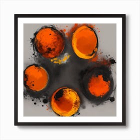 Abstract Orange Spheres Art Print