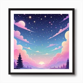 Sky With Twinkling Stars In Pastel Colors Square Composition 143 Art Print