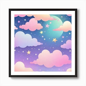 Sky With Twinkling Stars In Pastel Colors Square Composition 75 Art Print