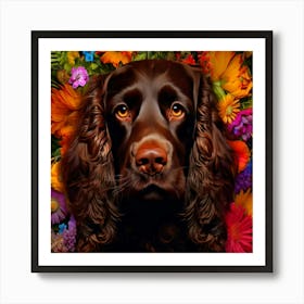 Flower Dog English Spaniel Art Print