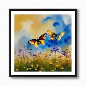 Butterflies In The Meadow 1 Art Print