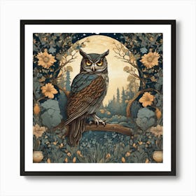 william morris art Owl In The Moonlight Art Print