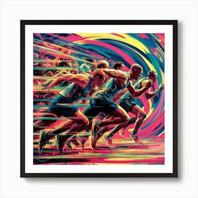 Olympic Runners Abstract Art Print Art Print