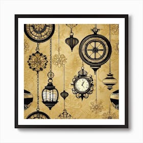 Clocks And Ornaments 1 Art Print