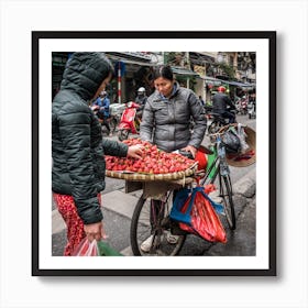 Strawberry Seller Of Hanoi Square Art Print