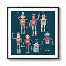 Retro 1950s Robots Art Print