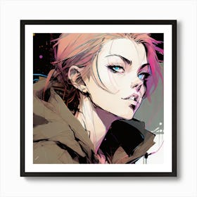 Anime Girl With Pink Hair 8 Art Print