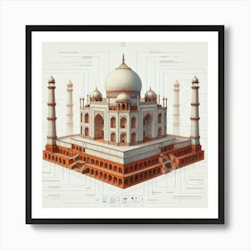 Taj Mahal cross-section V1 Art Print