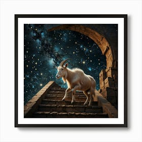 Goat In The Night Sky 7 Art Print