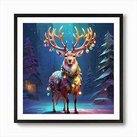 Christmas Deer 4 Art Print