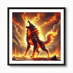 Yang Fire Wolf Flame Howl Art Print