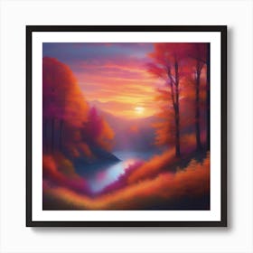 Sunset By The Lake 5 Art Print