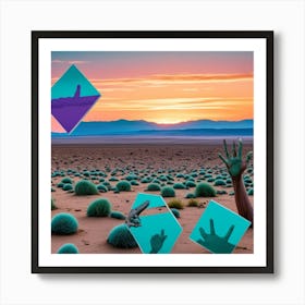 Desert Fragmented Cubism Style Art Print