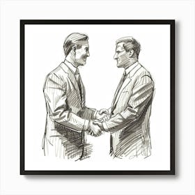 Two Businessmen Shaking Hands 1 Art Print