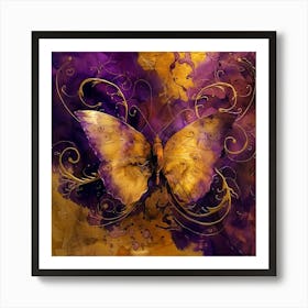 Butterfly In Purple And Gold Art Print