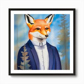 Fox In Suit Art Print