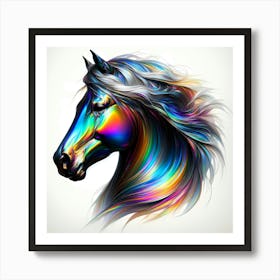 Horse Head In Glossy Rainbow Color Translucent Portrait Art Print