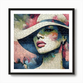 Abstract Puzzle Art French woman in Paris 13 Art Print