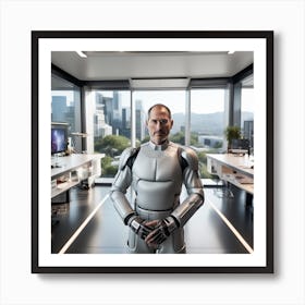 Robot Man In Office Art Print