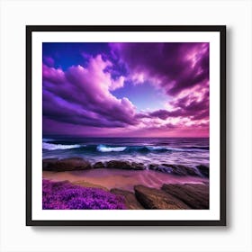 Purple Clouds Over The Ocean Art Print