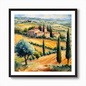 Watercolor Of Tuscany Art Print