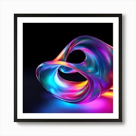 3d Light Colors Holographic Abstract Future Movement Shapes Dynamic Vibrant Flowing Lumi (17) Art Print