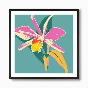 Orchid 3 Square Flower Illustration Art Print