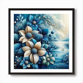 Blue Flowers 4 Art Print