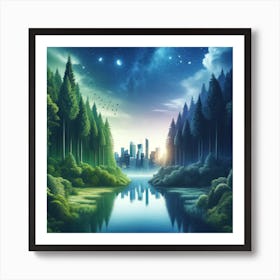 Harmony of Nature and Civilization Art Print