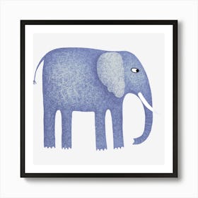 Blue Elephant Art Print