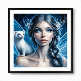 Fairy With Ferret 2 Art Print