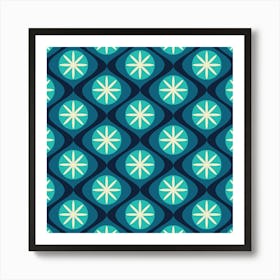 Retro Wavy Floral Pattern Art Print