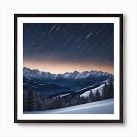 Night Sky With Star Trails Art Print