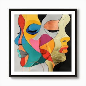 Abstract Of Women'S Faces - Colour faces, colorful cubism, cubism, cubist art,    abstract art, abstract painting  city wall art, colorful wall art, home decor, minimal art, modern wall art, wall art, wall decoration, wall print colourful wall art, decor wall art, digital art, digital art download, interior wall art, downloadable art, eclectic wall, fantasy wall art, home decoration, home decor wall, printable art, printable wall art, wall art prints, artistic expression, contemporary, modern art print, Art Print