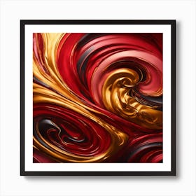 Abstract Red And Gold Swirls Art Print