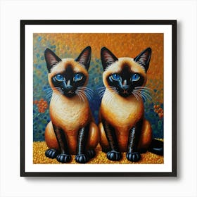 Pair of Siamese cats Art Print