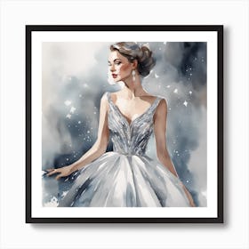 Watercolor Illustration Of A Woman In A Dress 1 Art Print