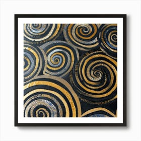 Gold And Black Swirls Art Print